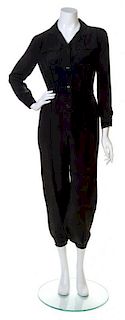 A Courreges Black Silk Jumpsuit, Size 0.