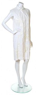 A Dries Van Noten White Cotton Sleeveless Dress, Size 36.