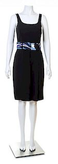 An Emilio Pucci Black Silk Sleeveless Dress, Size 8; Belt: 31.25" x 2.75".