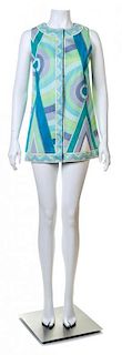 An Emilio Pucci Multicolor Cotton Sleeveless Tunic, Size 10.