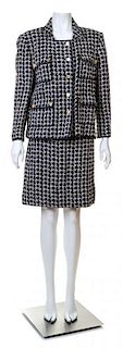 A Chanel Navy and White Boucle Skirt Ensemble, Skirt size 38.
