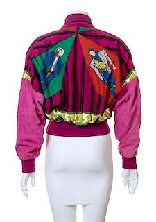 A Gianni Versace Couture Balletto Teatro Pink Suede Bomber Jacket, No size.
