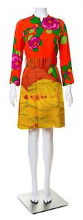 A Hanae Mori Multicolor Silk Dress, Size 10.