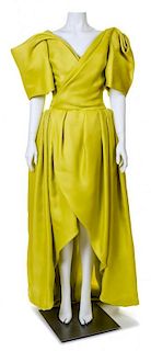 A Jacqueline de Ribes Chartreuse Raw Silk Gown,