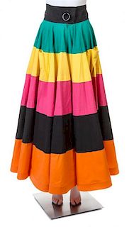 A Jean-Remy Daumas Multicolor Cotton Striped Skirt, Size 38.