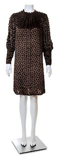 A Rudi Gernreich 1960s Brown Silk and Chenille Popcorn Dress, No size.
