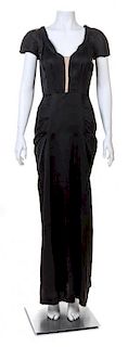 A Hattie Carnegie Black Silk Gown, No size.