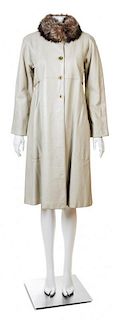 A Bonnie Cashin for Sills 1960s Oyster White Leather Coat, No size.