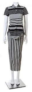 A Comme des Garcons Black and White Striped Polo-Style "Bump"Dress, Size small.