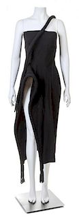 A Yohji Yamamoto Black Rope Cutaway Dress, Size 1.