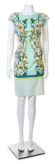 A Roberto Cavalli Mint Green Floral Print Dress, Size 44.