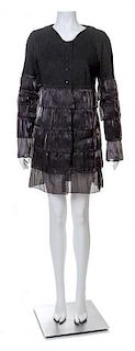 A Rochas Black Tiered Coat, Size 44.