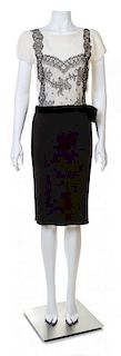 A Valentino Cream and Black Wool Dress, No size.