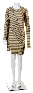A Vivienne Westwood Khaki Striped Toga Dress, Size Medium.