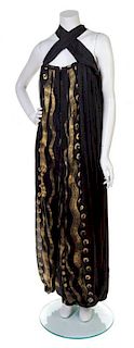 A Yves Saint Laurent Black Silk Gown, Size 40.
