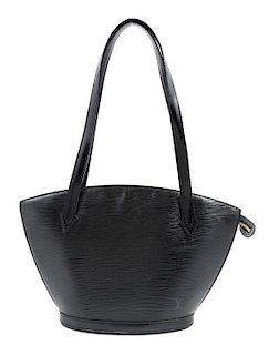 A Louis Vuitton Black Epi Leather Saint Jacques Shoulder Bag, 14.5" x 9.25" x 1.5"; Strap drop: 11".