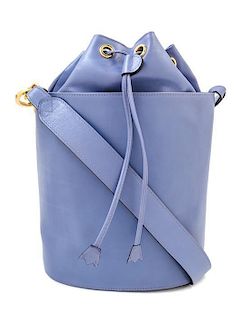 * A Salvatore Ferragamo Sky Blue Bucket Bag, 11" x 12" x 5". Strap drop: 16".