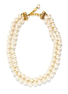 A Chanel Pearl Double Strand Necklace, 17" length.