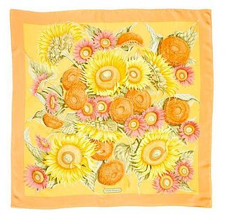 A Ferragamo 90cm Multicolor Silk Floral Scarf, 36" x 36".