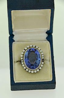 Edwardian Sapphire & Seed Pearl Ring