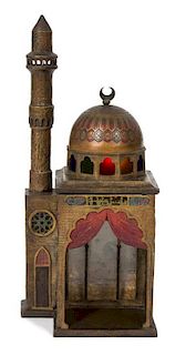 An Austrian Cold-Painted and Patinated Bronze Architectural Mosque-Form Table Lamp Height 22 x width 9 Î© x depth 7 Âº in
