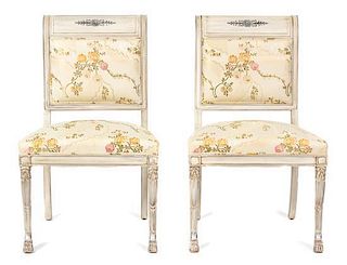 A Set of Six French Empire Style Painted Side Chairs Height 40 1/4 inches.