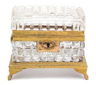 A French Cut Glass and Brass Mounted Rectangular Box Height 5 x width 6 1/4 x depth 4 inches.