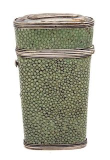 An English Shagreen Cased Etui Height 4 5/8 inches.