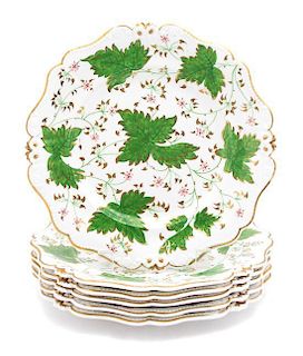 A Set of Six English Porcelain Plates Diameter 8 3/4 inches.