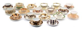 A Collection of Seventeen English Porcelain Tea Cups and Saucers Diameter of saucer 4 inches.