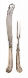 A Collection of Georgian Silver Pistol Grip Cutlery, 18th Century, comprising eleven hollow handle knives and 12 forks with e