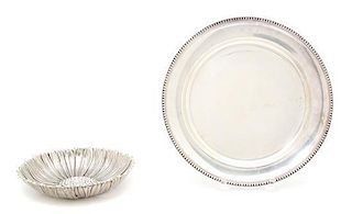 Two Italian Silver Plates, Buccellati, Milan, Italy, comprising a sunflower bowl, and a plate with beaded border