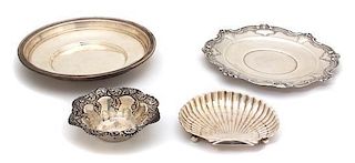 Four Miscellaneous American Silver Serving Pieces, Gorham Mfg., Providence, RI, comprising a candy dish with repousse scroll 