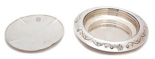 Two Pieces of American Hand Beaten Silver, By Lebolt & Co., Chicago, IL, an Art Nouveau style bowl with everted rim and a ser