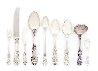 An American Silver Flatware Service, Reed & Barton, in the pattern, for 12 comprising; 12 soup spoons 12 fruit spoons 12 crea