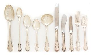 An American Silver Partial Flatware Service, Towle, in the French Provincial pattern, comprising; 7 luncheon knives 8 butter 