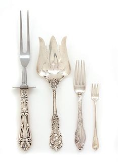 A Group of Miscellaneous American Silver Flatware, Various Makers, comprising a two serving spoons, a sauce ladle, a serving 