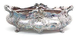 A Louis XVI Style Silver Plate Plateau and Centerpiece Length 20 inches.
