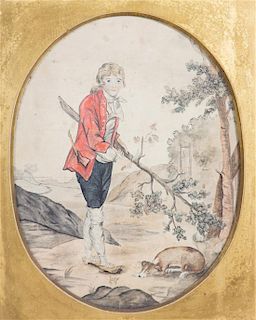 French School, (18th Century), Young Boy in Landscape with Sleeping Dog