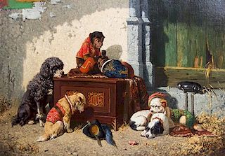 Vincent de Vos, (Belgian, 1829-1875), A Troupe of Animal Performers