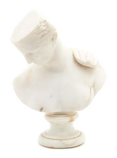 An Italian Grand Tour Carved Carrara Marble Bust of Venus Height 12 1/4 inches.