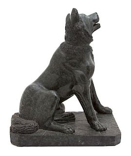 A Grand Tour Green Marble Sculpture of a Molossian Hound Height 12 inches.