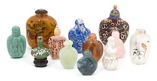 A Group of Chinese Snuff Bottles Height of largest 3 1/2 inches.