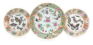 Seven Chinese Export Famille Rose Porcelain Plates Larger diameter 9 1/4 inches.