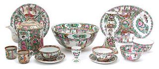A Collection of Chinese Rose Medallion Articles Diameter of serving bowl 10 inches.