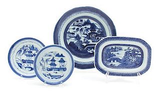 A Large Collection of Chinese Canton Blue and White Porcelain Articles