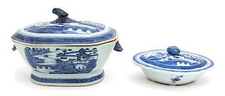 Two Chinese Blue and White Porcelain Soup Tureens