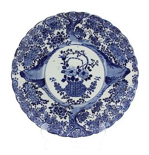 A Chinese Blue and White Porcelain Charger Diameter 18 inches.
