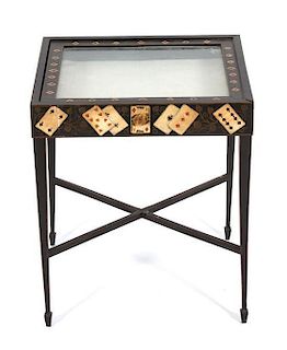 An American Painted Curio Table Height 20 x width 17 x depth 15 inches.