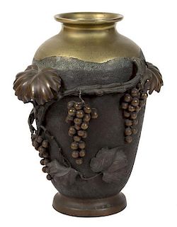 An Art Nouveau Patinated Bronze Vase Height 22 inches